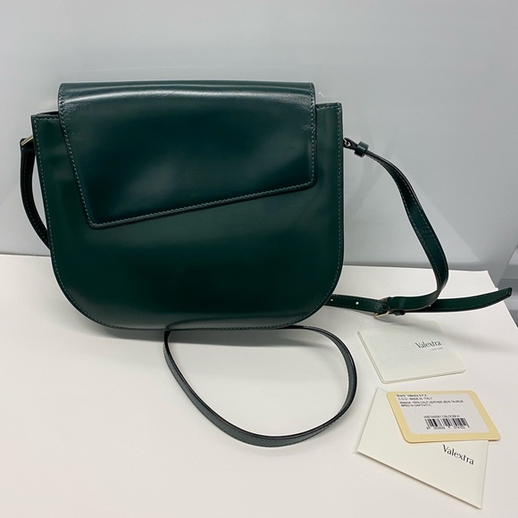 NWT VALEXTRA green LEATHER TWIST CROSSBODY handbag bag - Picture 6 of 14